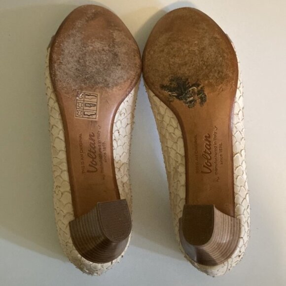 👠✨ Vintage Rolando Bellagio Beige & Taupe Leather Block Heel Pumps  ✨👠 - Picture 6 of 11